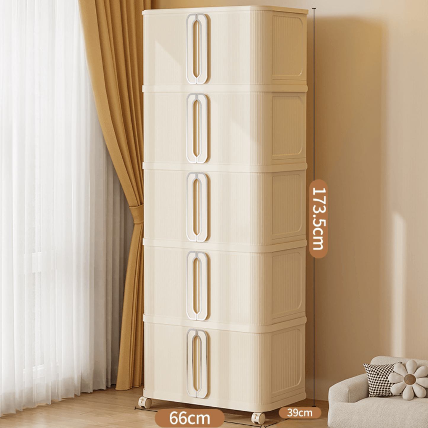 Stackable Multi-Layer Storage Cabinet with Wheels