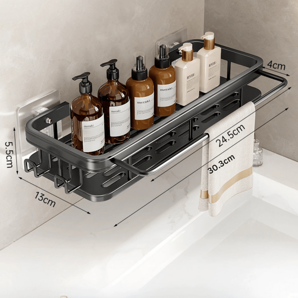 Multi-Functional Aluminum Alloy Wall-Mounted Bathroom Storage Rack (32cm)