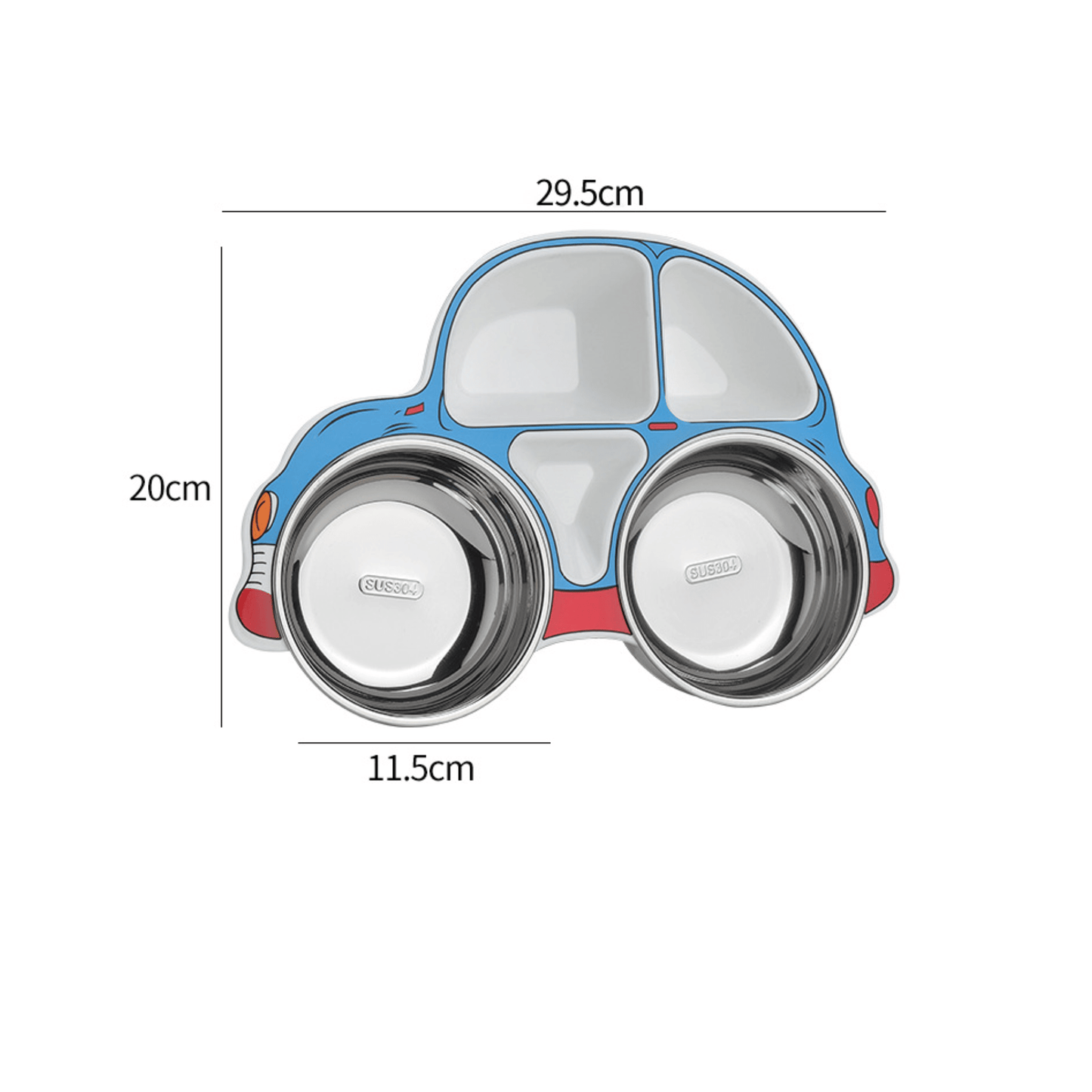 Stainless Steel Baby Food Tray with Five Cartoon Compartments