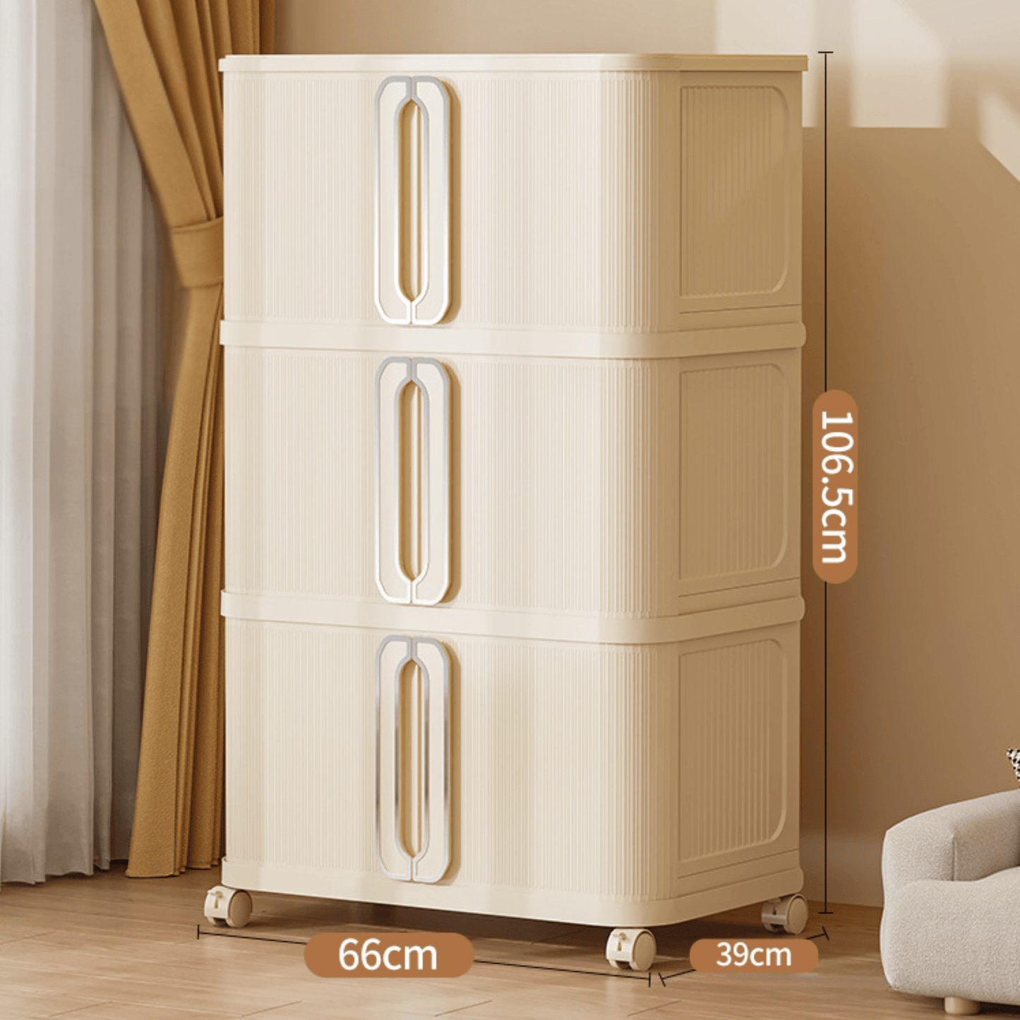 Stackable Multi-Layer Storage Cabinet with Wheels