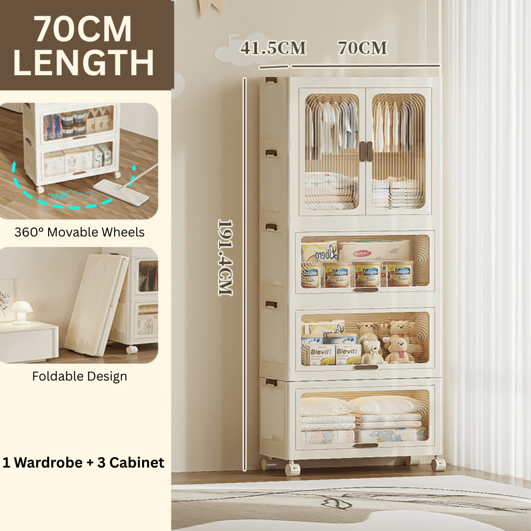 Multipurpose and Multi-Tier Foldable Plastic Storage Cabinet(70cm)