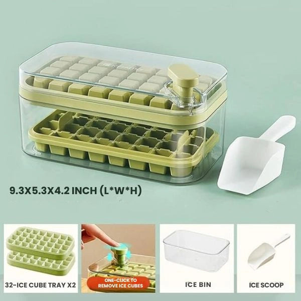 IcePop™ -  Dual-Layer Ice Tray with Scoop | Instant Demolding | Stackable & Spill-Proof