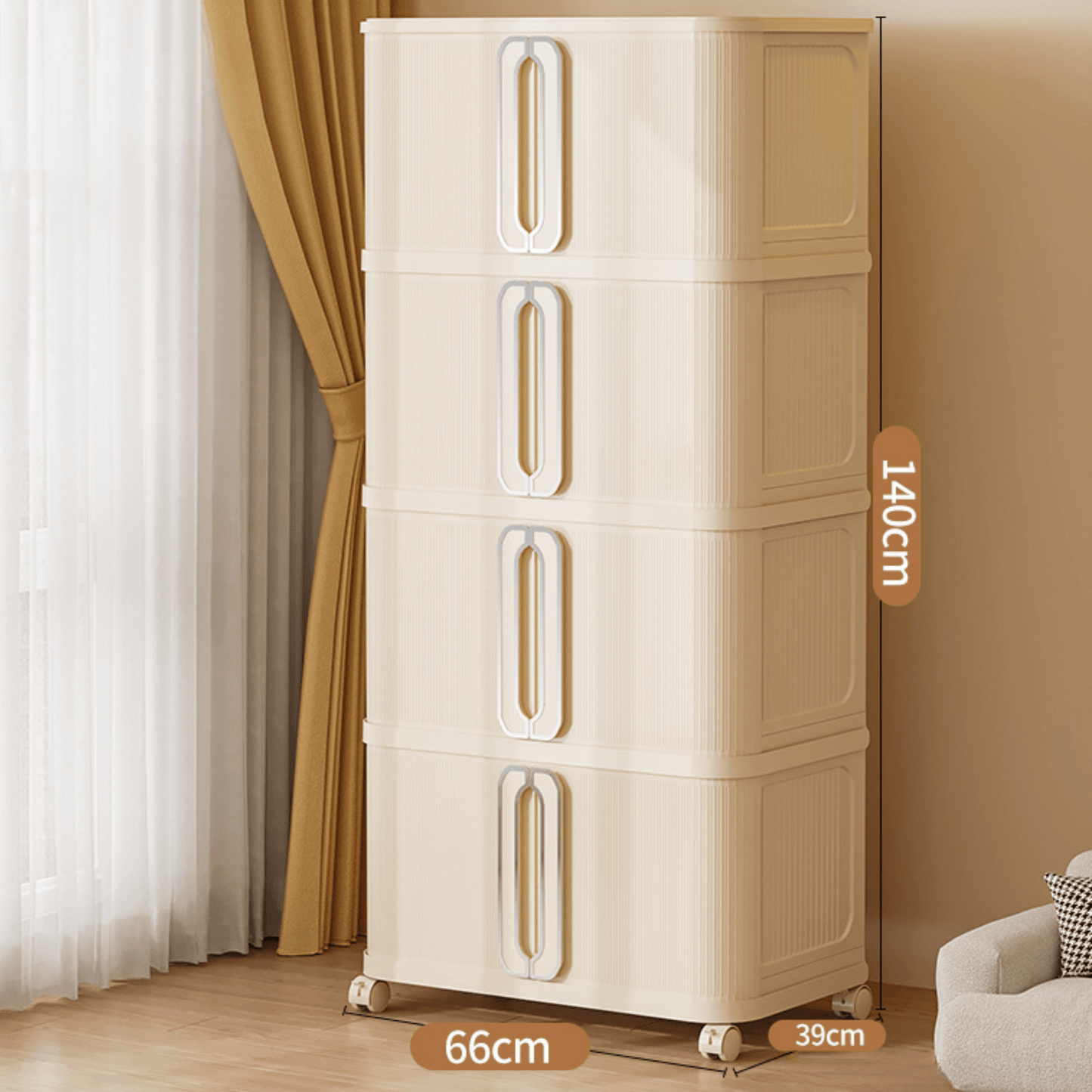 Stackable Multi-Layer Storage Cabinet with Wheels