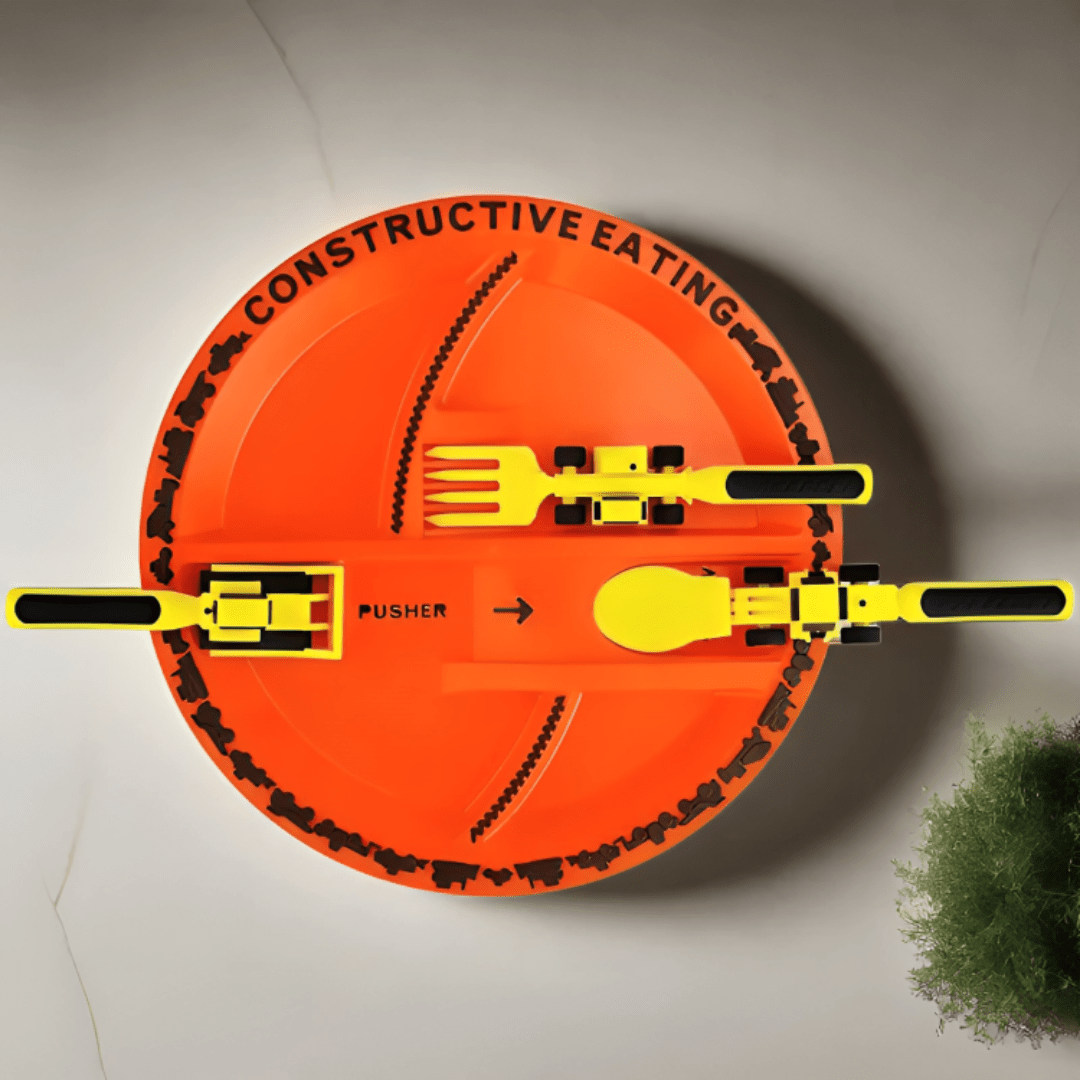 Construction Theme Mealtime Plate and Utensil Set