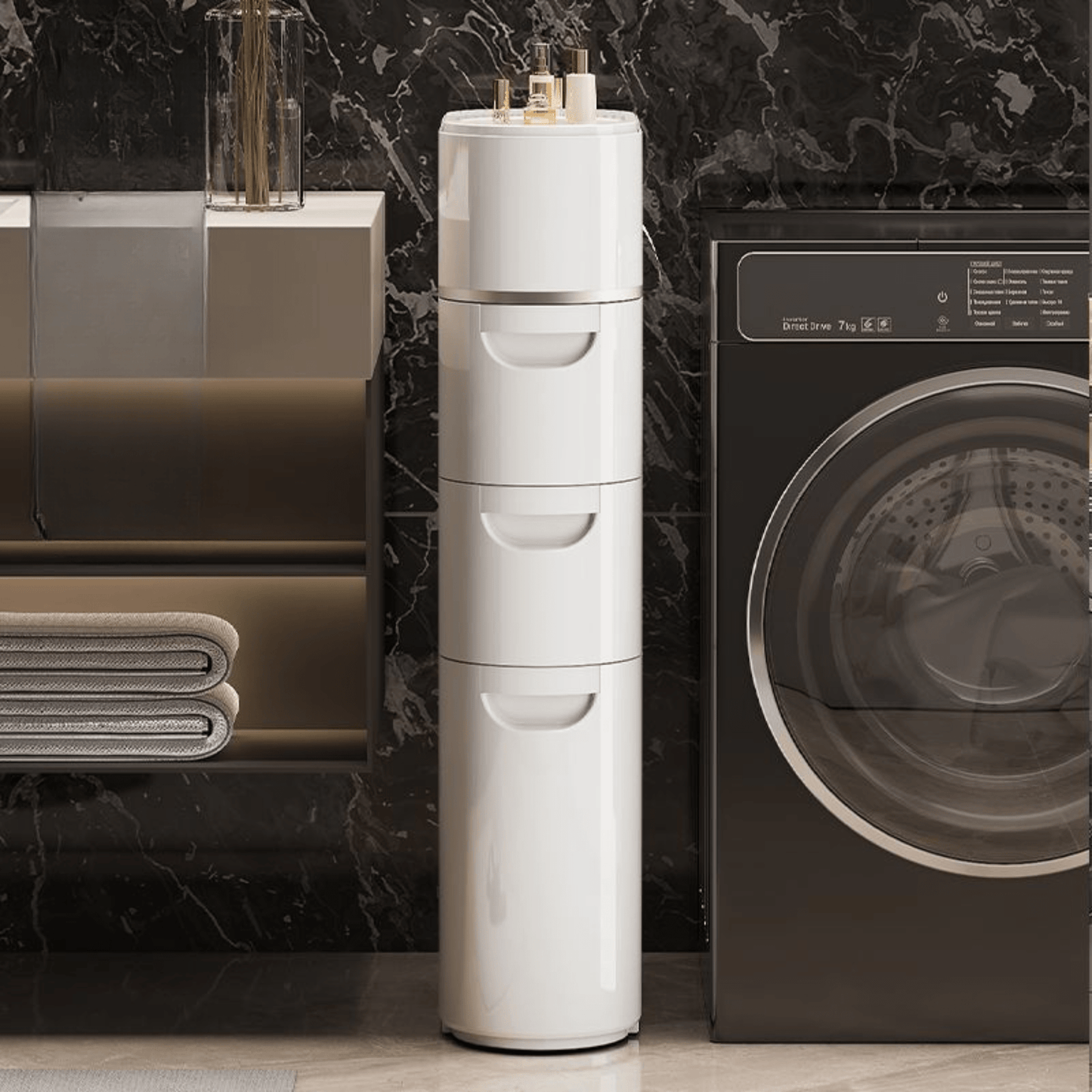 Multi-Layer Narrow Plastic Storage Cabinet with drawers