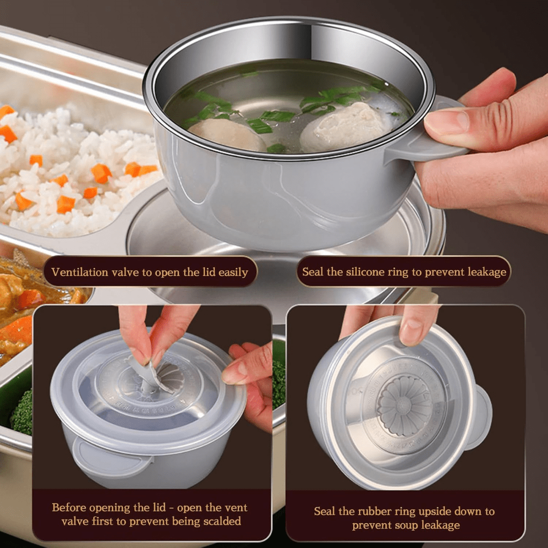 4-Compartment Stainless Steel Leak Proof Lunch Box (1500ml)