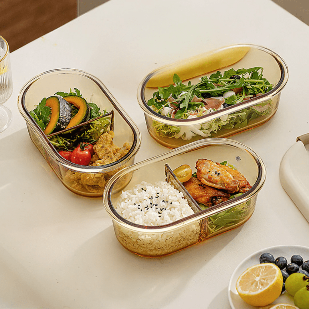 Multi-Functional Microwave-Safe Glass Lunch Box with Sealed Compartment(750ml)