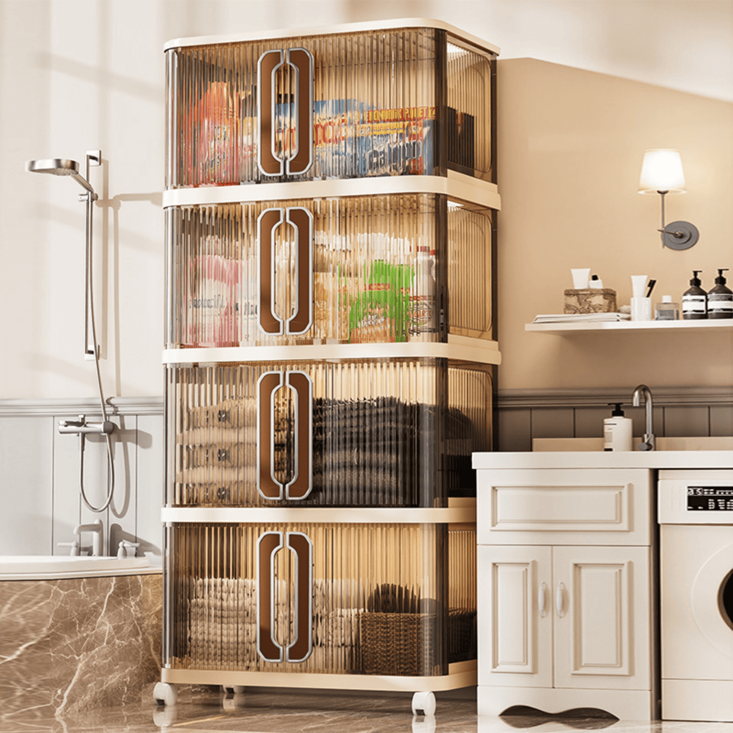 Multi-Purpose Plastic Large-Capacity Foldable Storage Cabinet with Double Doors