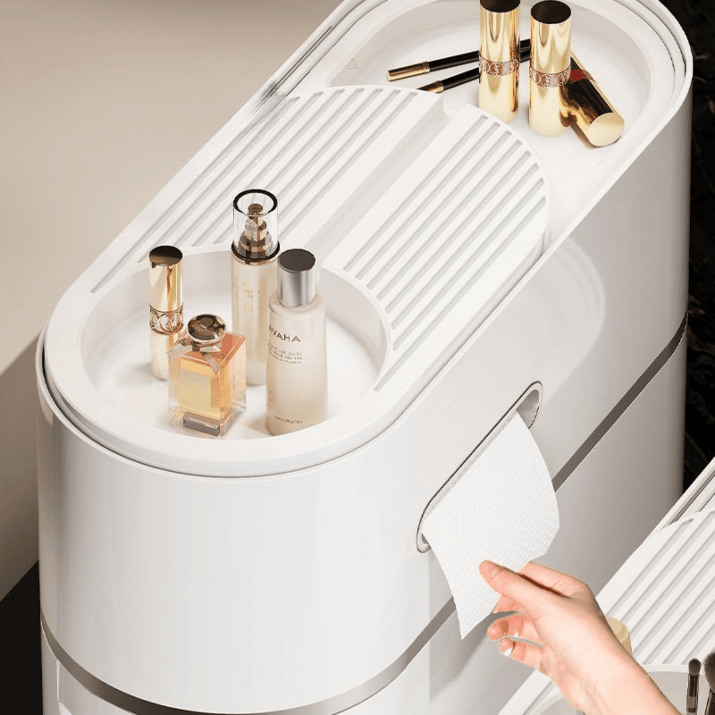 Multi-Layer Narrow Plastic Storage Cabinet with drawers