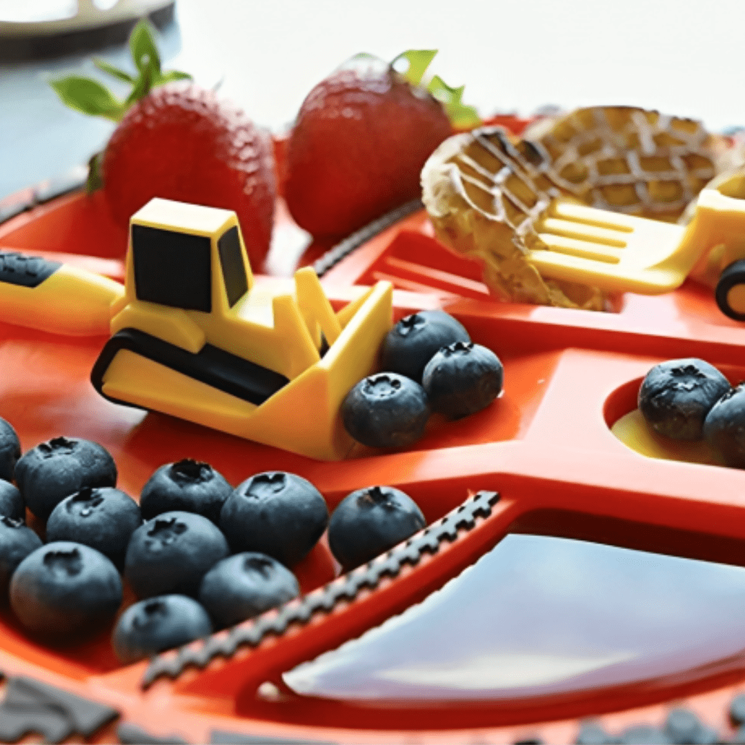 Construction Theme Mealtime Plate and Utensil Set