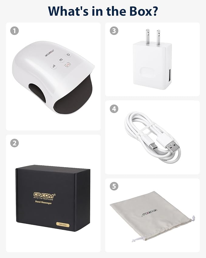 Cordless Hand Massager With Heat And Compression For Arthritis And Carpal Tunnel(White)