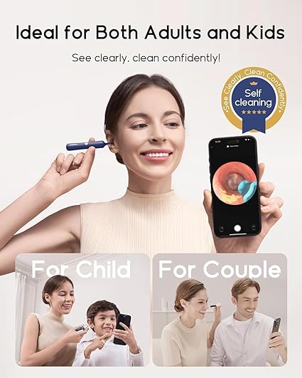 Ear Cleaner Tool Kit, Reusable Ear Wax Removal Tweezers Cleaning with Flexible 1080p Camera Wireless with WiFi