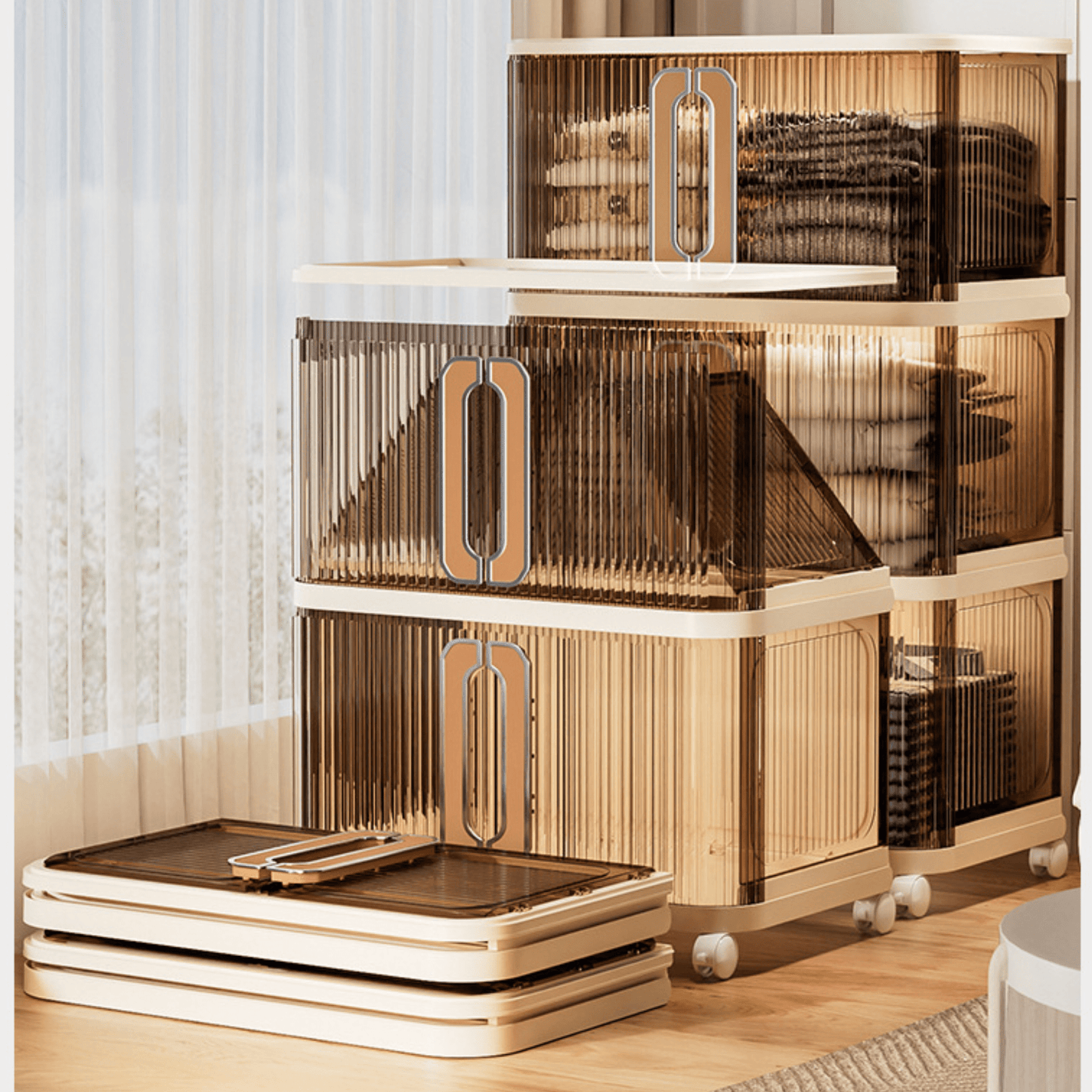 Multi-Purpose Plastic Large-Capacity Foldable Storage Cabinet with Double Doors