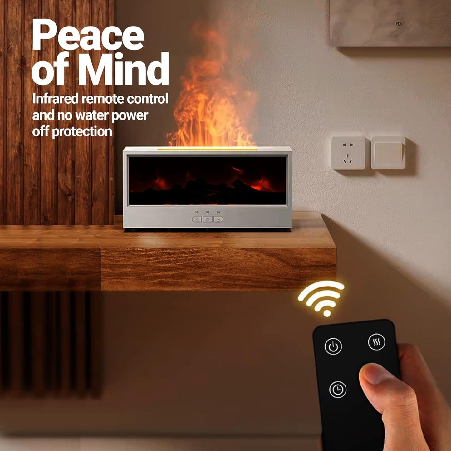 Aroma Essential Oil Fireplace Diffuser with Premium Box Colorful Flame with Remote Control for Home Office with 15 ml Essential Oil