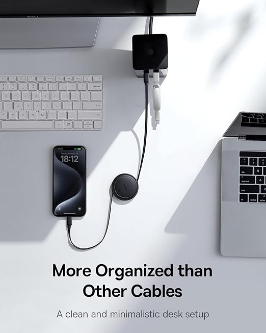 Upgraded Konnect Recoil 100W Type C to Type C Retractable Cable,Pd Fast Charging,Retractable Charging Cable,Fast Data Transfer