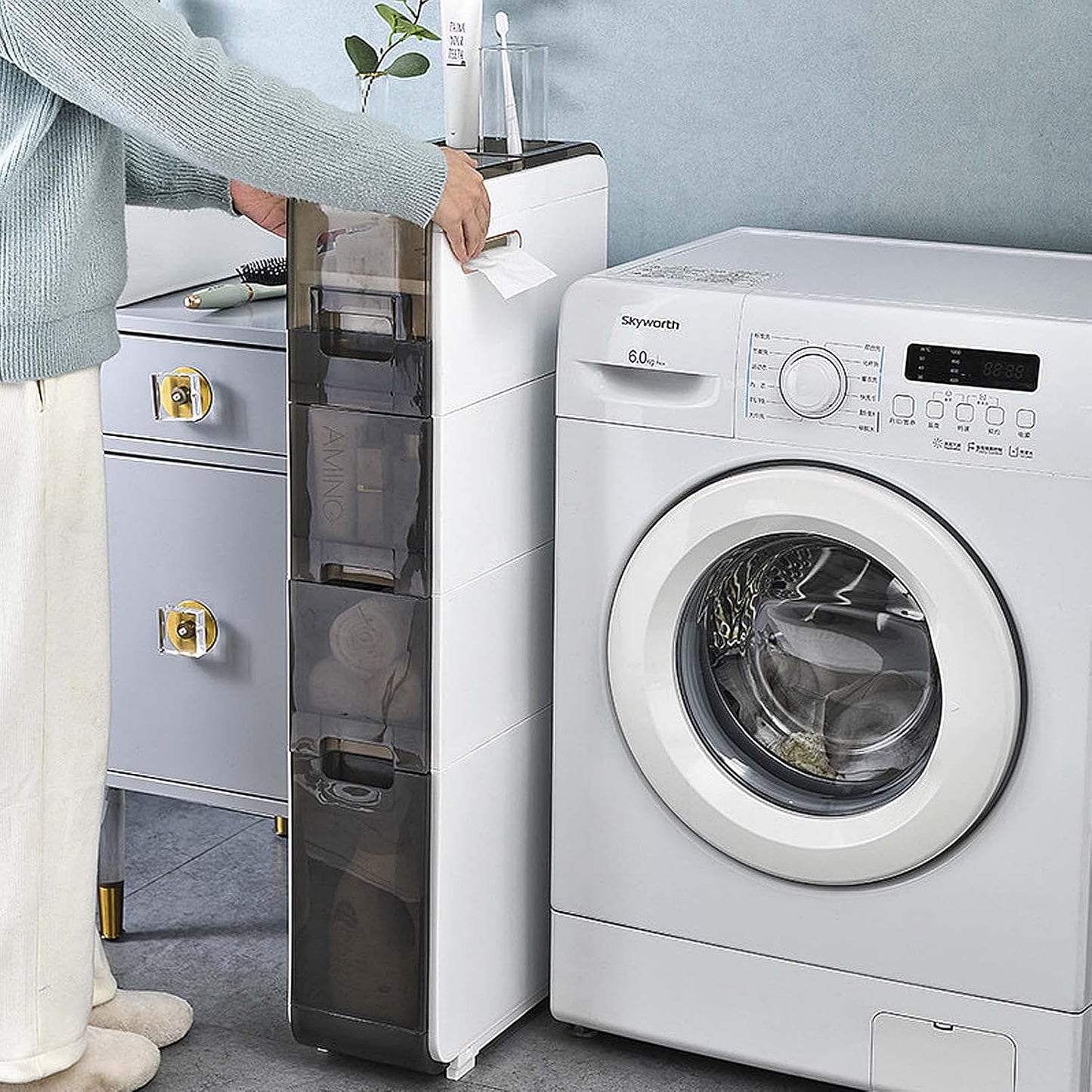 Slim-Fit Multi-Functional Storage Cabinet