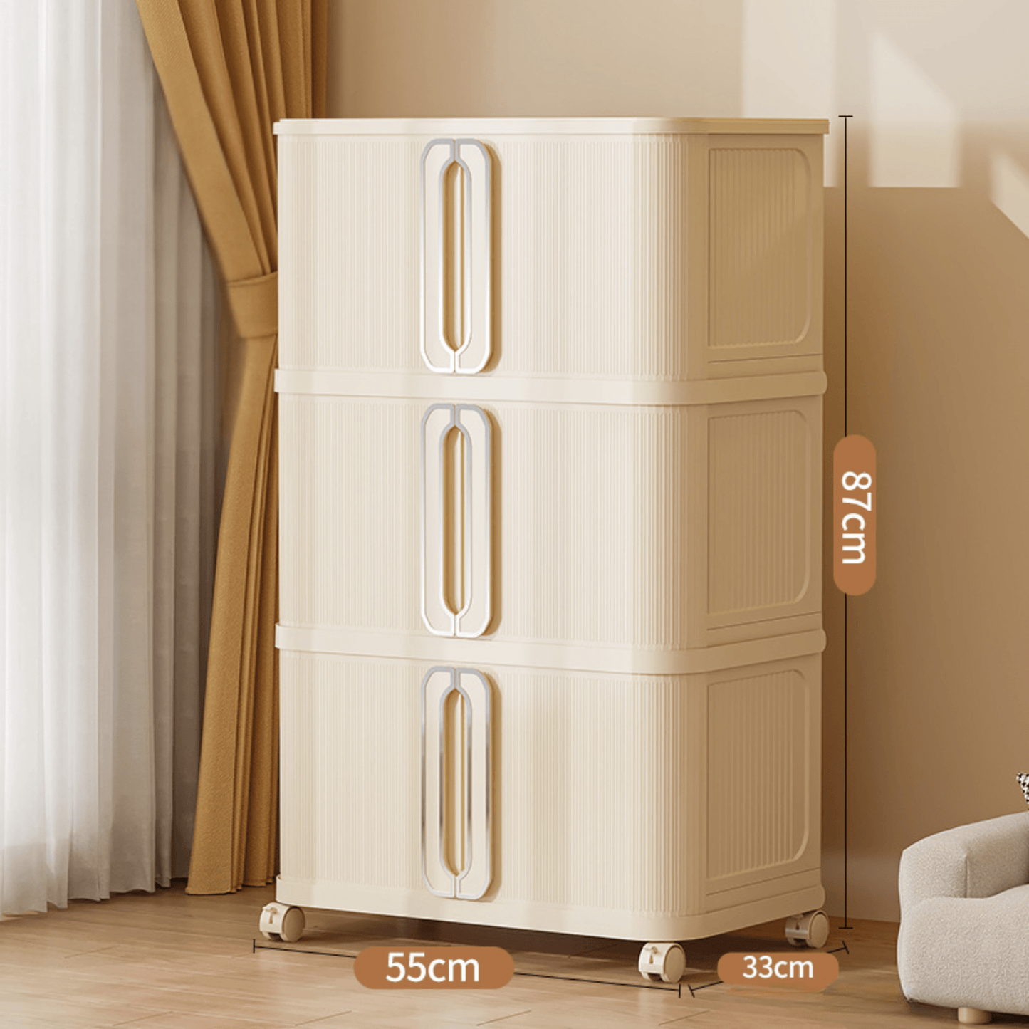 Stackable Multi-Layer Storage Cabinet with Wheels