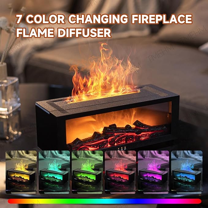 Aroma Essential Oil Fireplace Diffuser with Premium Box Colorful Flame with Remote Control for Home Office with 15 ml Essential Oil