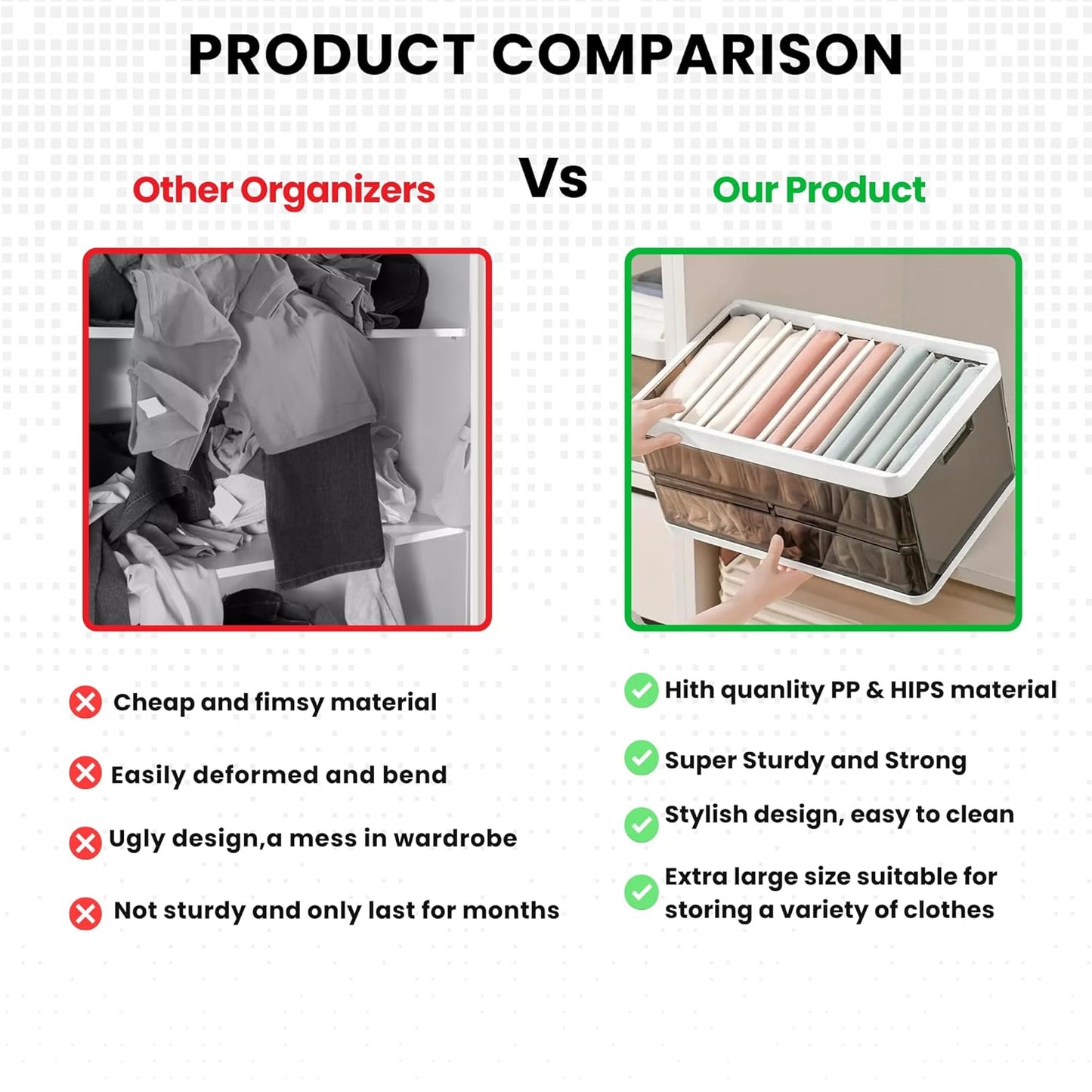 Easy-fold Stackable Plastic Storage Cupboard