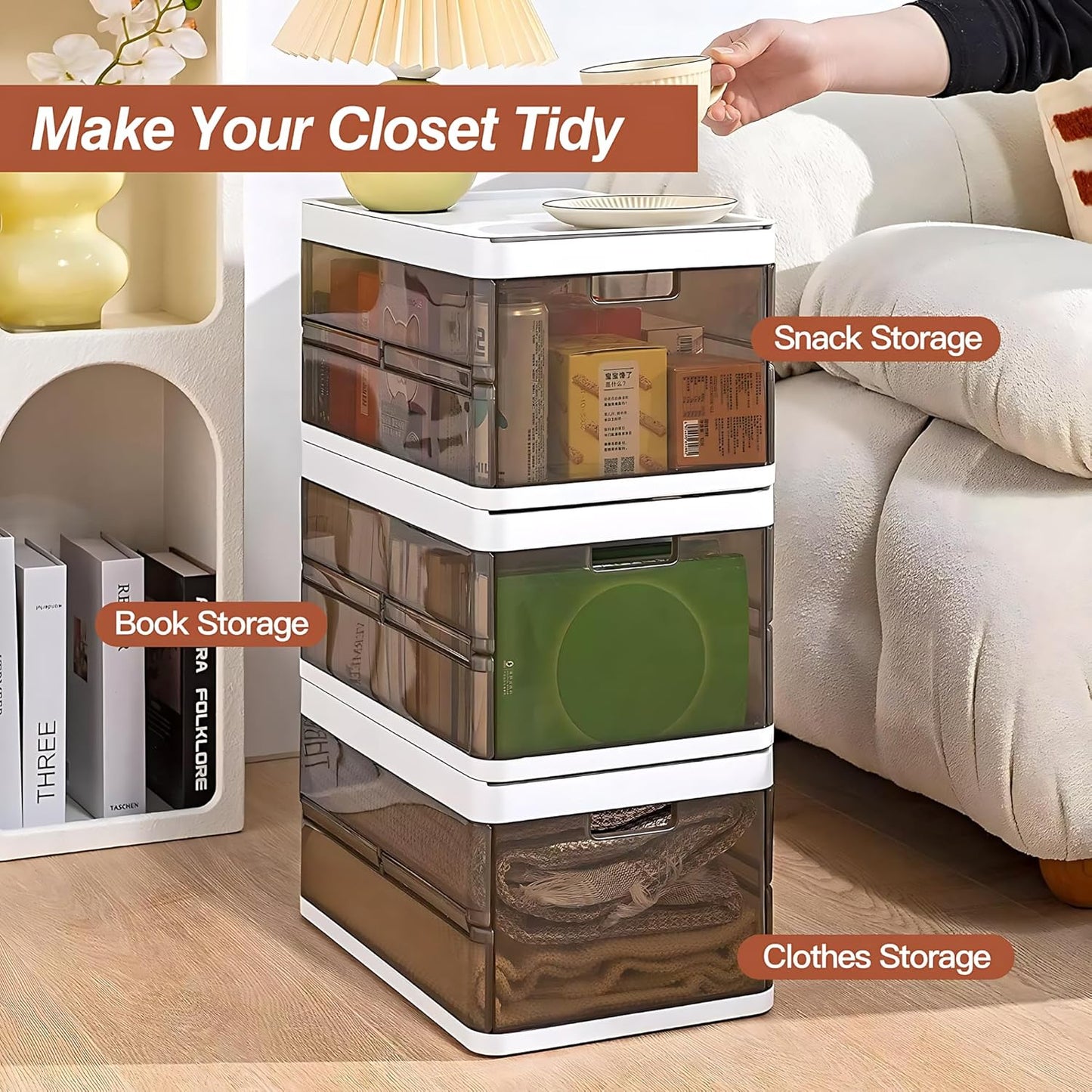 Easy-fold Stackable Plastic Storage Cupboard