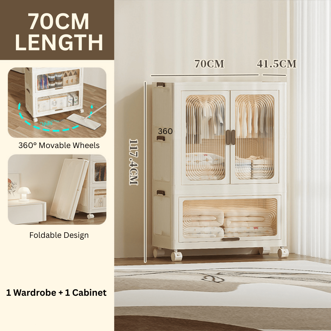 Multipurpose and Multi-Tier Foldable Plastic Storage Cabinet(70cm)