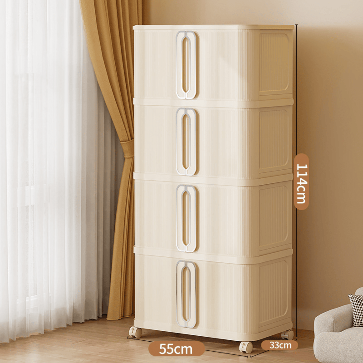 Stackable Multi-Layer Storage Cabinet with Wheels