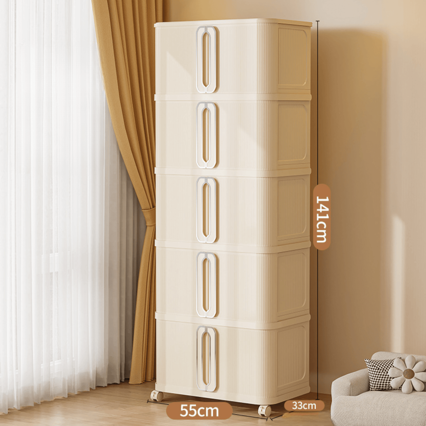 Stackable Multi-Layer Storage Cabinet with Wheels