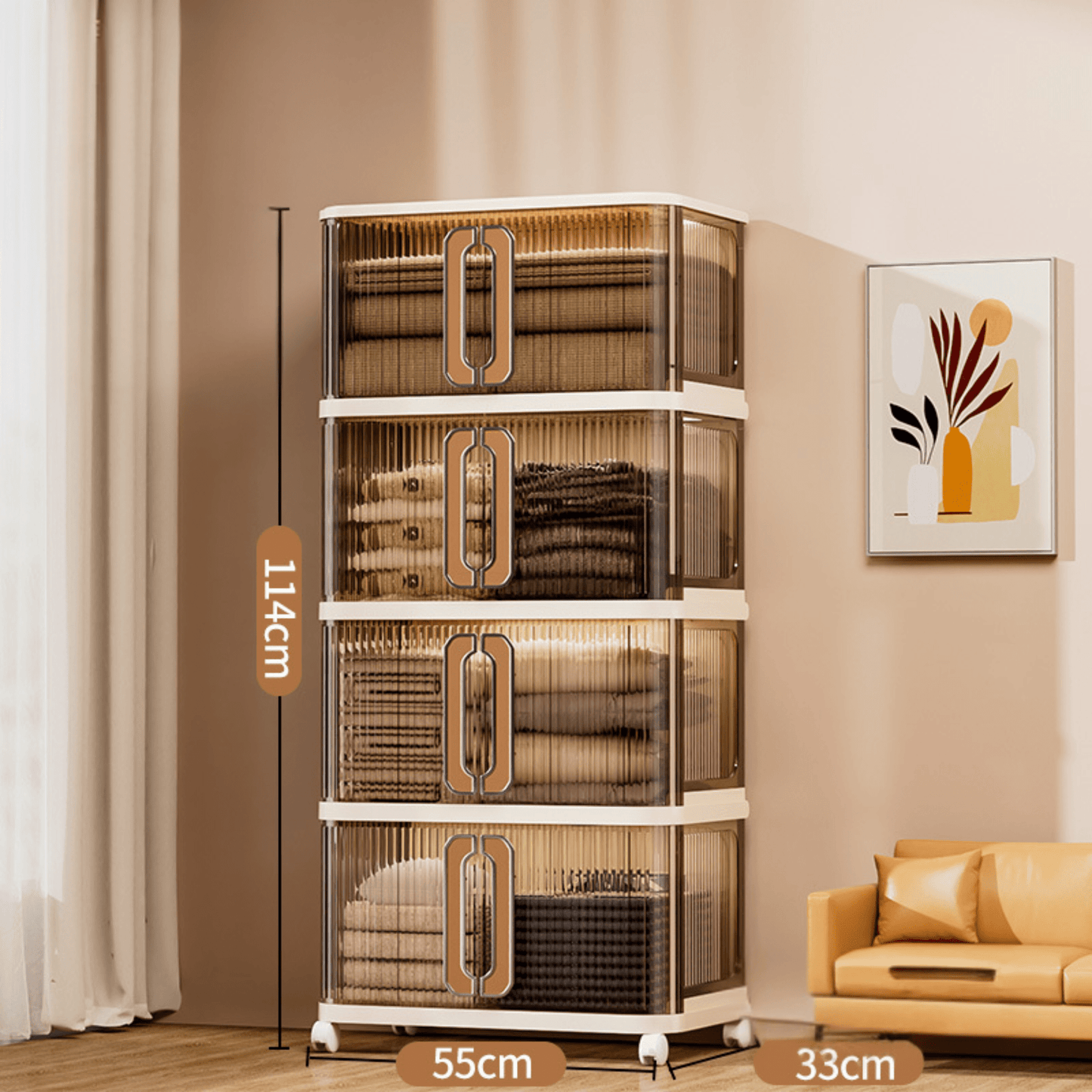 Multi-Purpose Plastic Large-Capacity Foldable Storage Cabinet with Double Doors