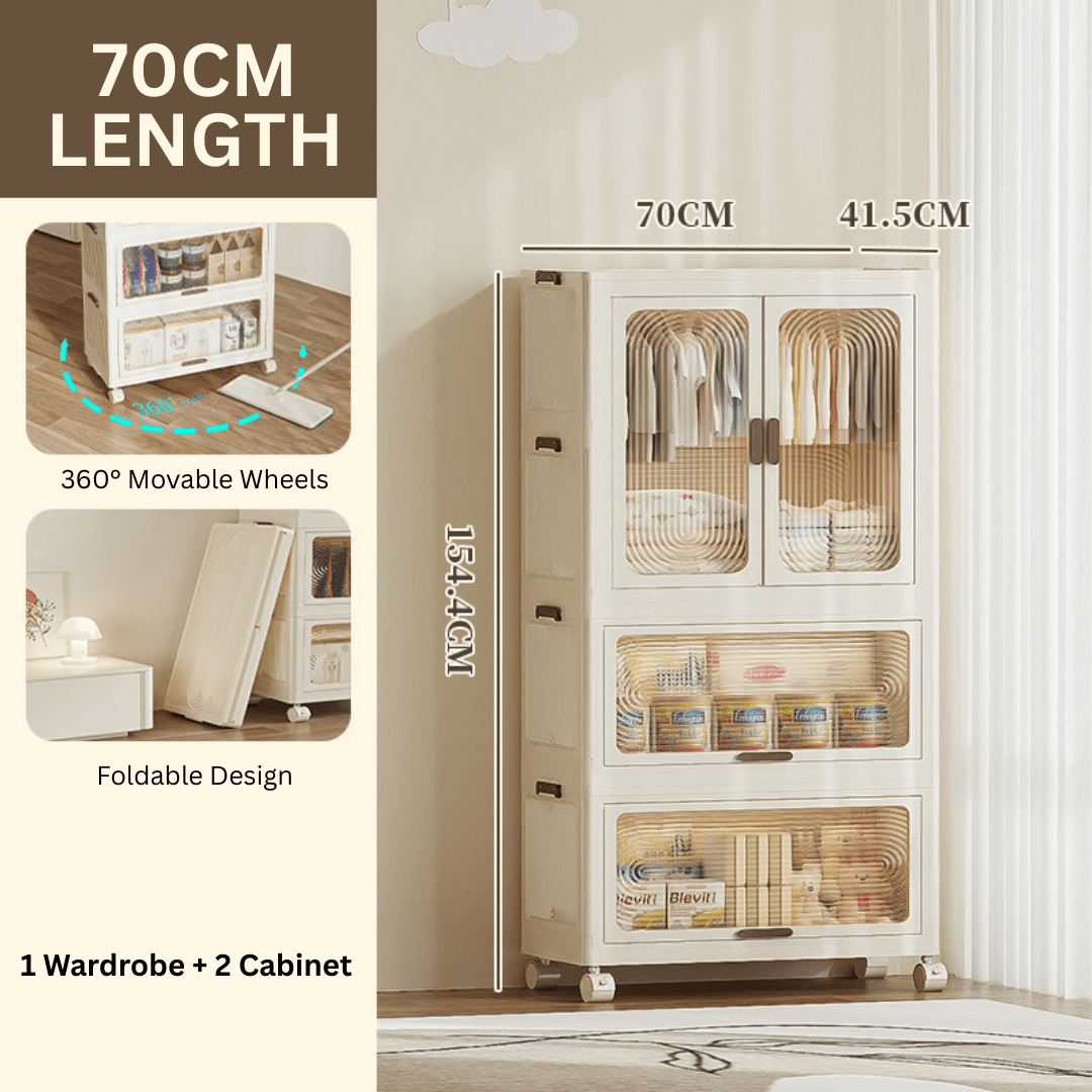 Multipurpose and Multi-Tier Foldable Plastic Storage Cabinet(70cm)