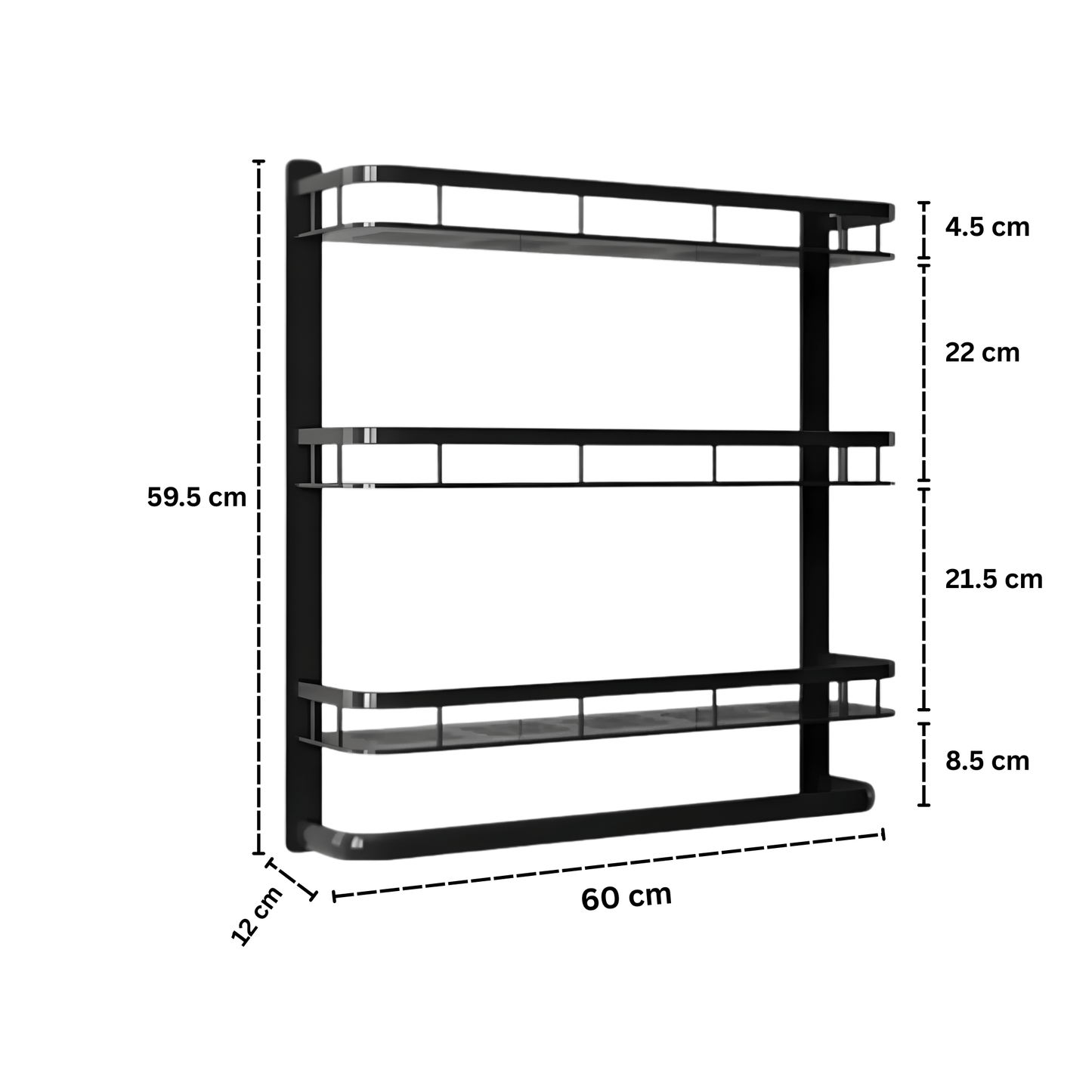 Multi-Purpose Wall-Mounted Aluminum Household Rack (60cm)