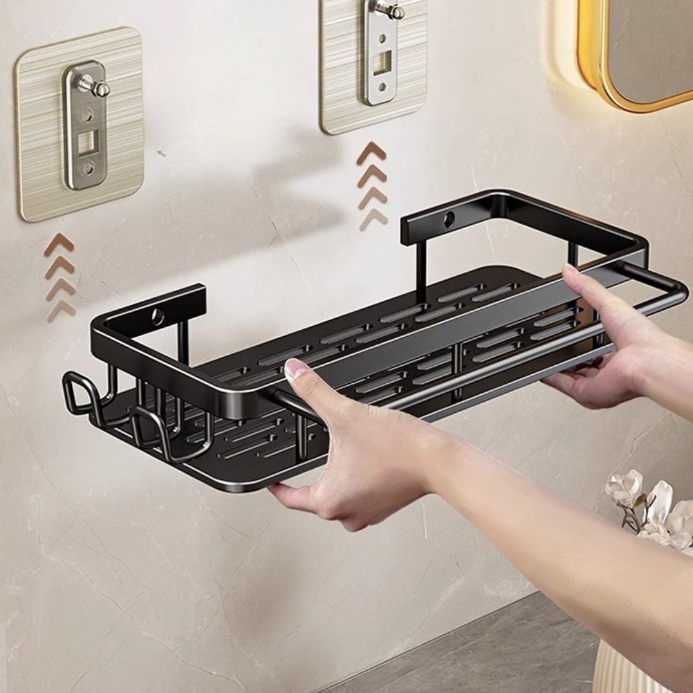 Multi-Functional Aluminum Alloy Wall-Mounted Bathroom Storage Rack (32cm)