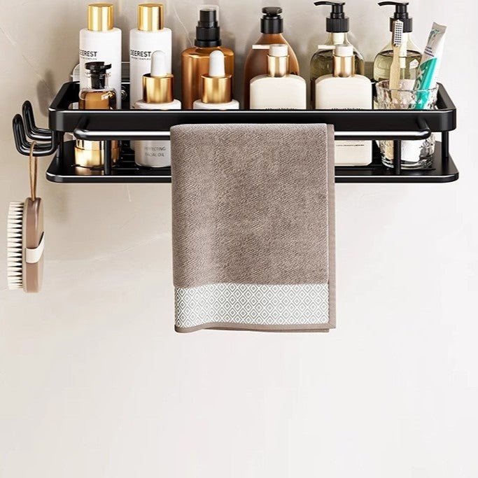 Multi-Functional Aluminum Alloy Wall-Mounted Bathroom Storage Rack (32cm)