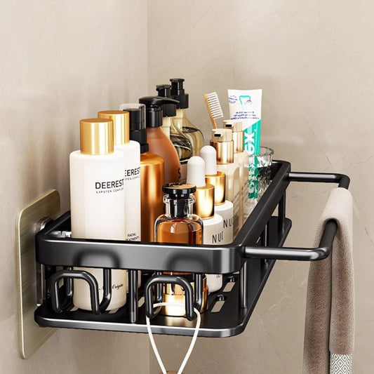 Multi-Functional Aluminum Alloy Wall-Mounted Bathroom Storage Rack (32cm)