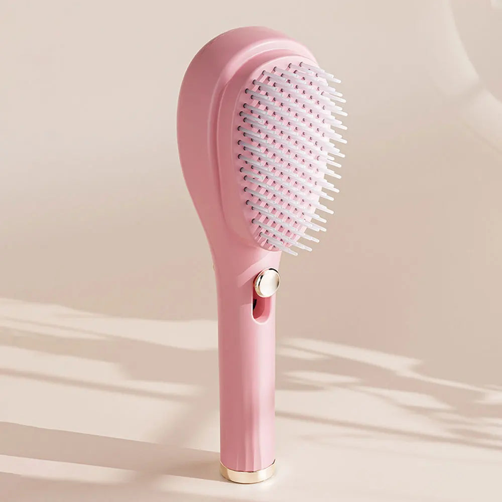 Self-Cleaning Hairbrush and Built-In Scalp Massager