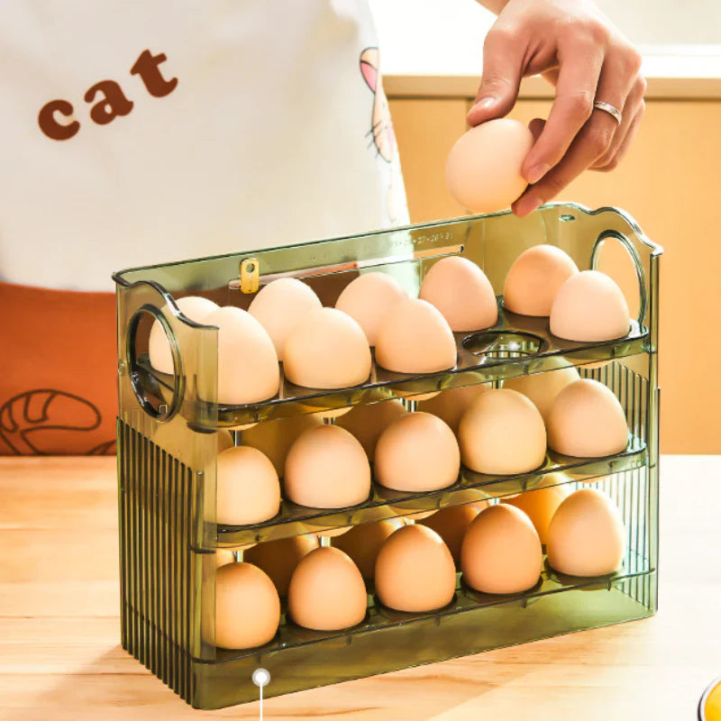 Flippable Egg Rack | Smart, Space-Saving Storage for Eggs | Stores 30 Eggs