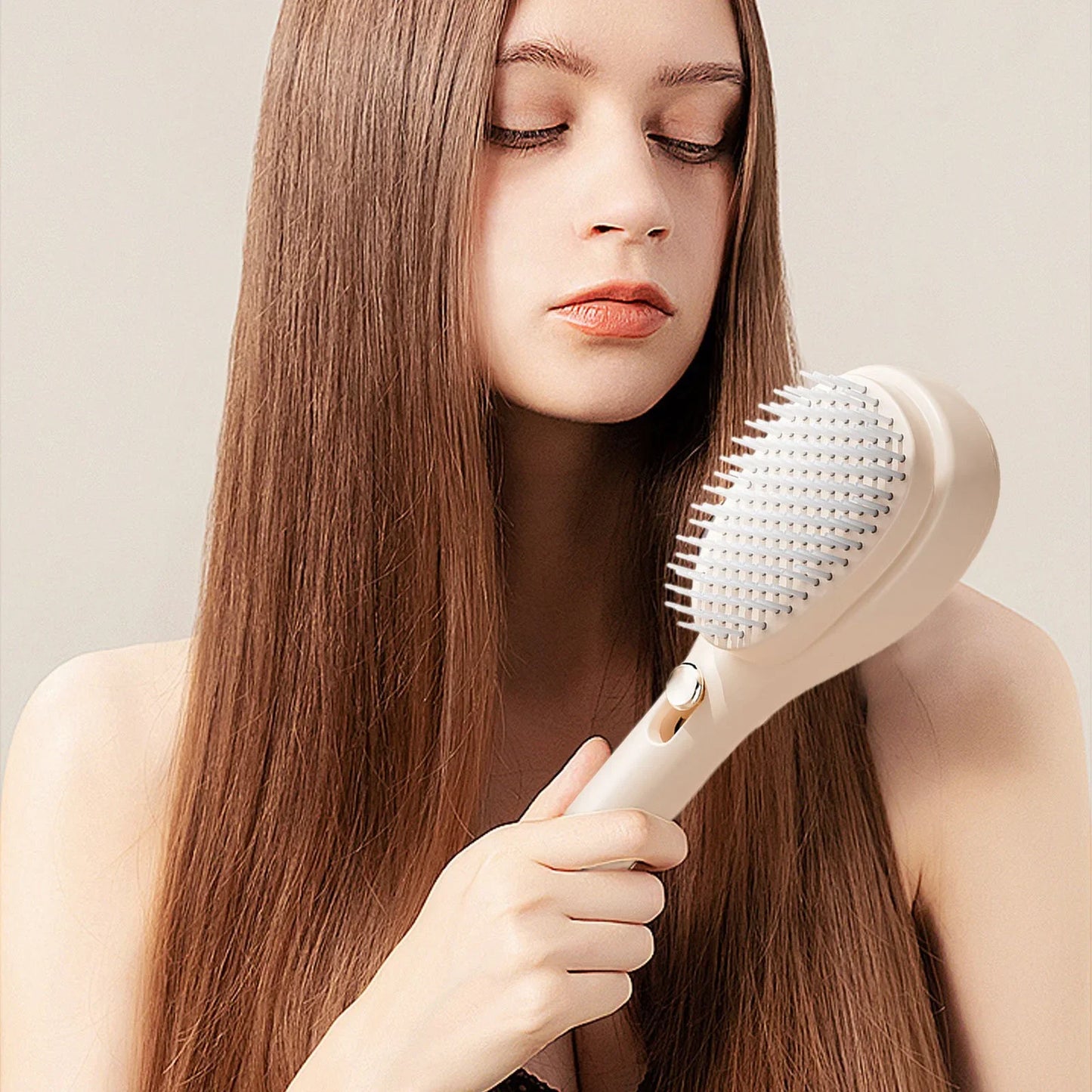 Self-Cleaning Hairbrush and Built-In Scalp Massager